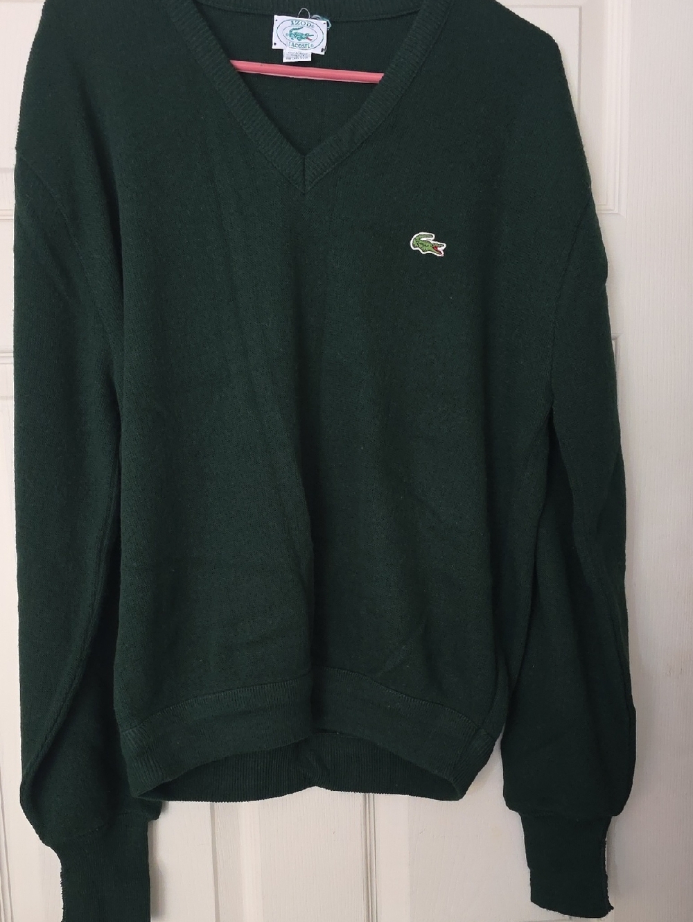 Lacoste Men's V-Neck Sweater in Forest Green